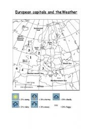 English Worksheet: European Capitals and the Weather