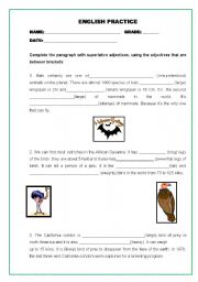 English worksheet: SUPERLATIVES WITH ANIMALS