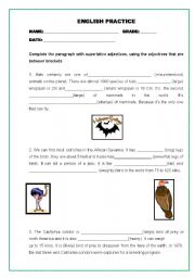 English Worksheet: SUPERLATIVES WITH ANIMALS