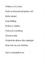 English Worksheet: Present perfect