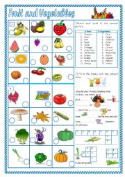 English Worksheet: Fruit and Vegetables(1)