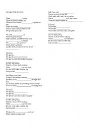 English Worksheet: Michael Jacksons We are the World fill in the blanks exercise