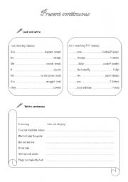 English worksheet: Present continuous exercises