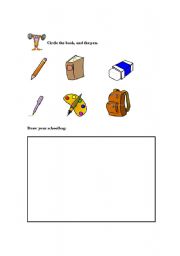 English Worksheet: school objects