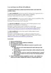 English Worksheet: Jojos conditionals lesson plan - conditionals 0, 1, 2 & 3