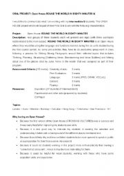 English worksheet: ORAL PROJECT- OPEN HOUSE:AROUND THE WORLD IN EIGHTY MINUTES