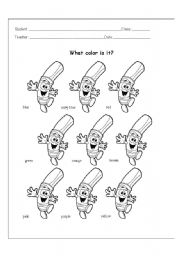 English Worksheet: Colours