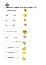 English worksheet: Complete the smiley sentence