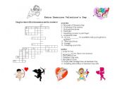 English Worksheet: Valentine crossword