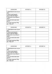 English Worksheet: speaking activity about music