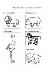 English Worksheet: Polar Bear, Polar Bear, what do you hear by Eric Carle