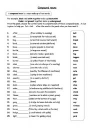 English Worksheet: compound noun