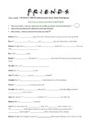 English Worksheet: Video Activity: Friends - Episode: TOW The Underdog Gets Away -