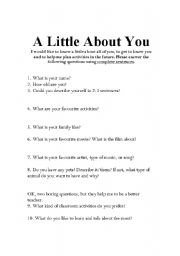 English worksheet: Introductory Activity