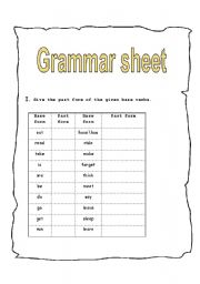 English worksheet: Grammar sheet