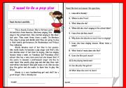 English Worksheet: I want to a pop star