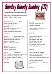 English Worksheet: Sunday Bloody Sunday