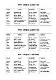 English Worksheet: past tense questions