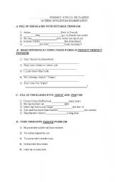 English worksheet: a test about past and perfect tense