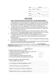 English Worksheet: Food Fright test