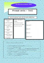 English worksheet: Phrasal verbs - take