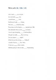 English worksheet: IN/AN/ON