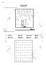 English worksheet: space