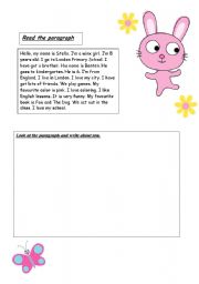 English Worksheet: Read the paragraph and write something about you
