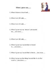 English Worksheet: When I Grow up (Talking about future plans)