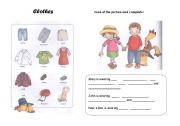 English Worksheet: clothes - complete