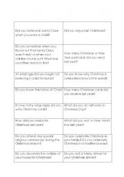 English worksheet: questions (past simple) about what students did at Christmas