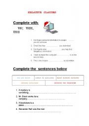 English Worksheet: Relative clauses