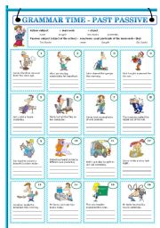 English Worksheet: GRAMMAR TIME - PAST PASSIVE (with key, editable)