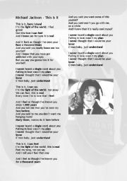 English Worksheet: Michael Jackson - This Is It