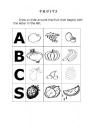 English worksheet: FRUITS