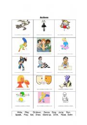 English Worksheet: Actions - gap fill verb exercise