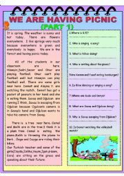 English Worksheet: WE are having picnic