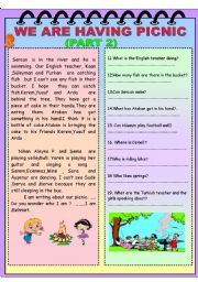 English Worksheet: We are having picnic ( part 2)