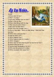 English worksheet: STORY:RIP VAN WINKLE