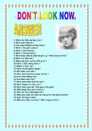 English worksheet: SHORT STORY DON`T LOOK NOW