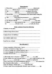 English worksheet: test/revision on grammar