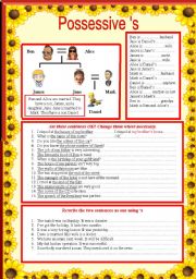 English Worksheet: possessive s