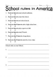 English Worksheet: School rules in America