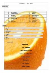 English Worksheet: Lets make a fruit salad