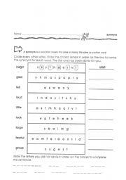 English Worksheet: Synonyms