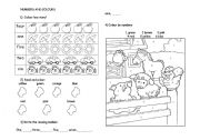 English Worksheet: Practice numbers and colours