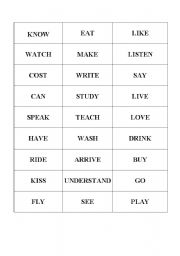 English worksheet: basic verbs cards
