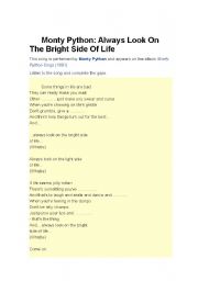 English Worksheet: Always look on the bright side of life