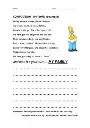 English Worksheet: My family (Homer Simpson)