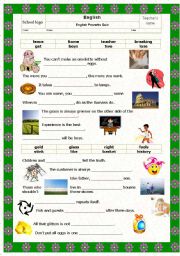English Worksheet: Game: Proverbs quiz with pictures Part II (key included)